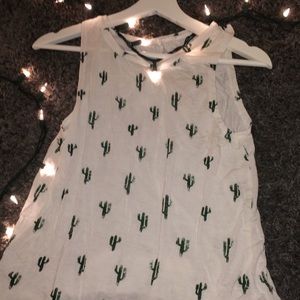White Tank Top With Cactuses